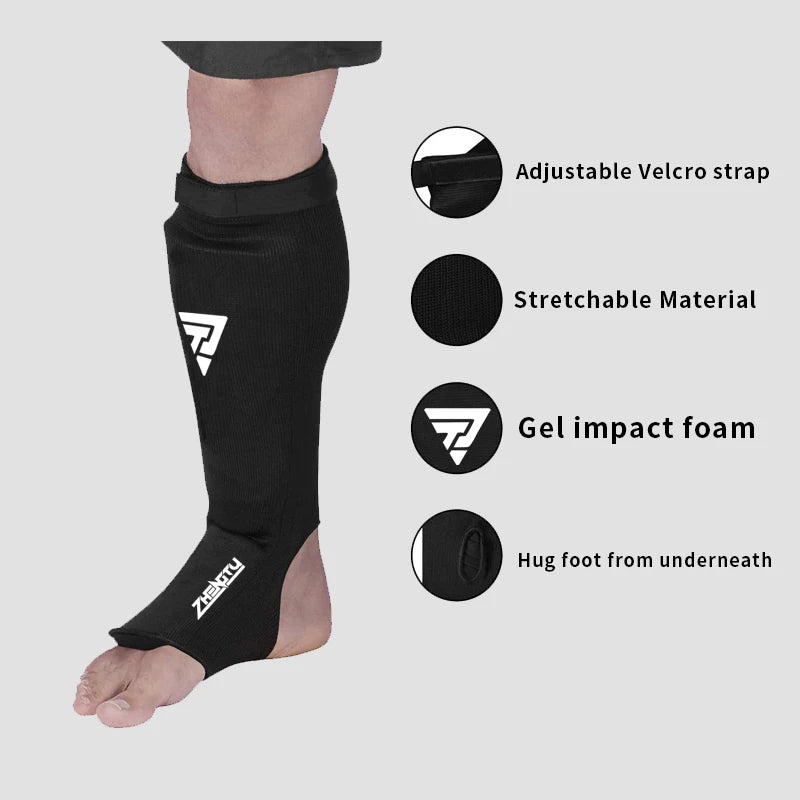 Cotton Boxing Shin Guards MMA Instep Ankle Protector Foot Protection TKD Kickboxing Pad Muaythai Training Leg Support Protectors