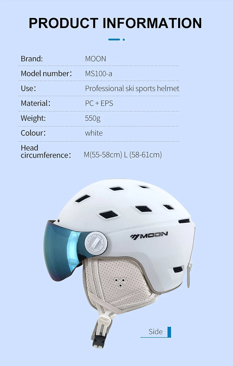 ⛷️ MOON Body Molding Ski Helmet | Professional Protective Cap for Outdoor Skiing | Sports Equipment