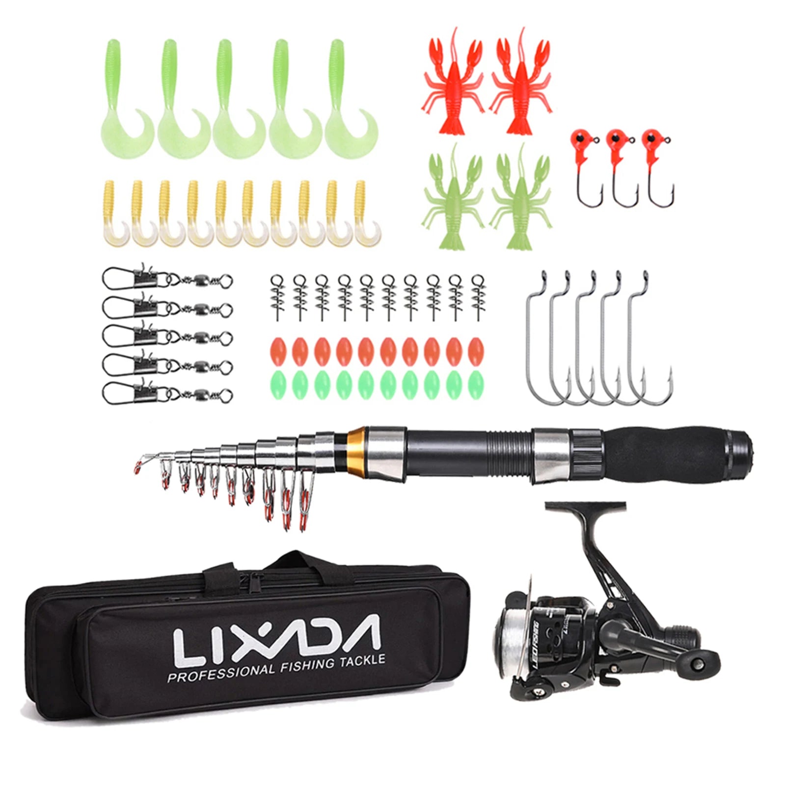 🎣 Lixada 2.1m/2.3m Telescopic Fishing Rod & Reel Combo – Carbon Fiber Rod with Spinning Reel & Carrying Bag 🐟