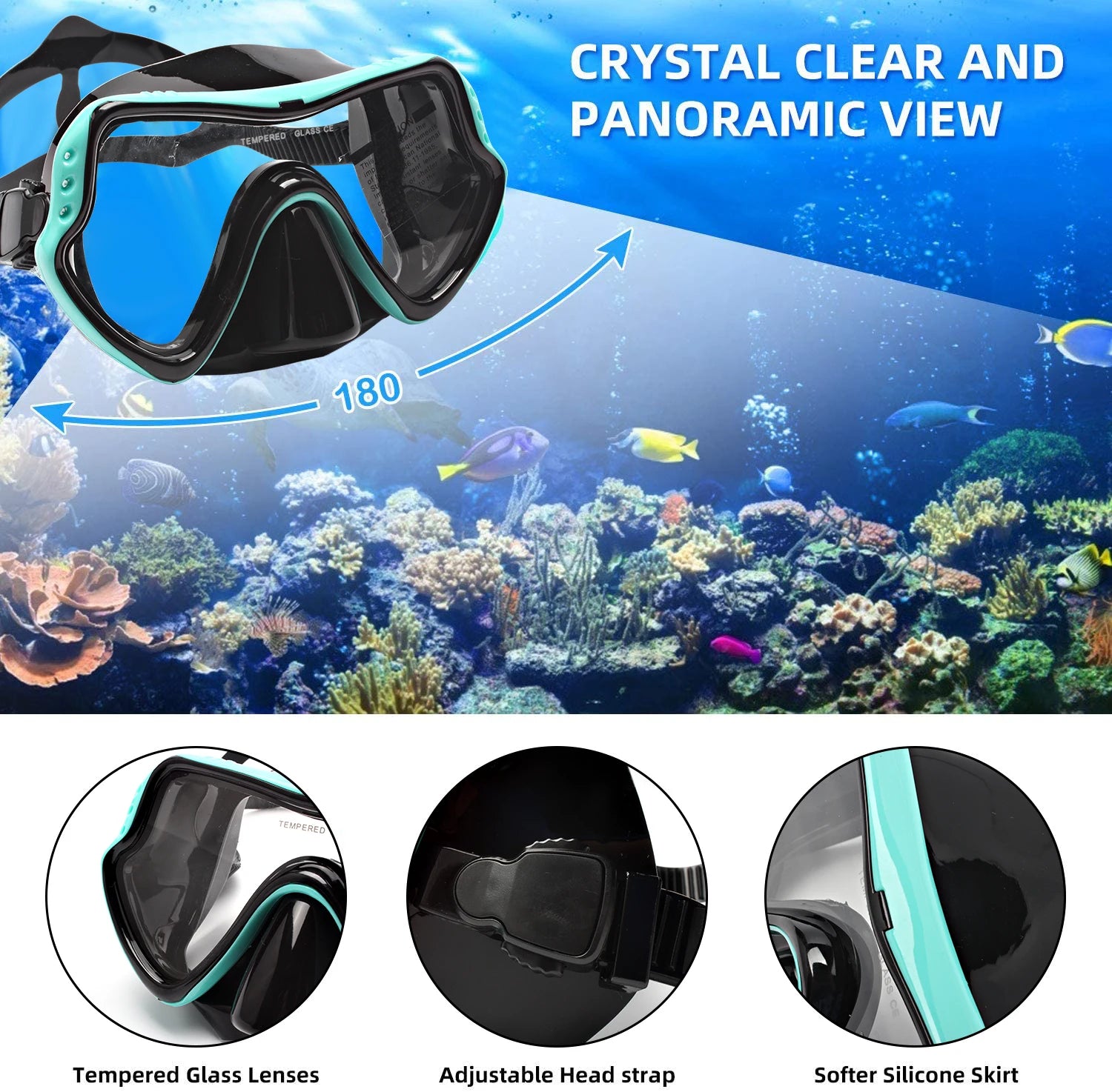 Professional Snorkel Diving Mask Set - High-Quality Goggles and Tube for Adults