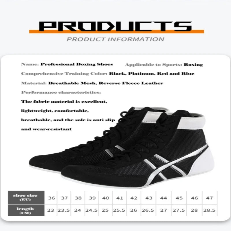 👟 Professional Unisex Boxing Shoes | Breathable & Wear-Resistant Non-Slip Wrestling Footwear | Fighting Sneakers for Gym Training