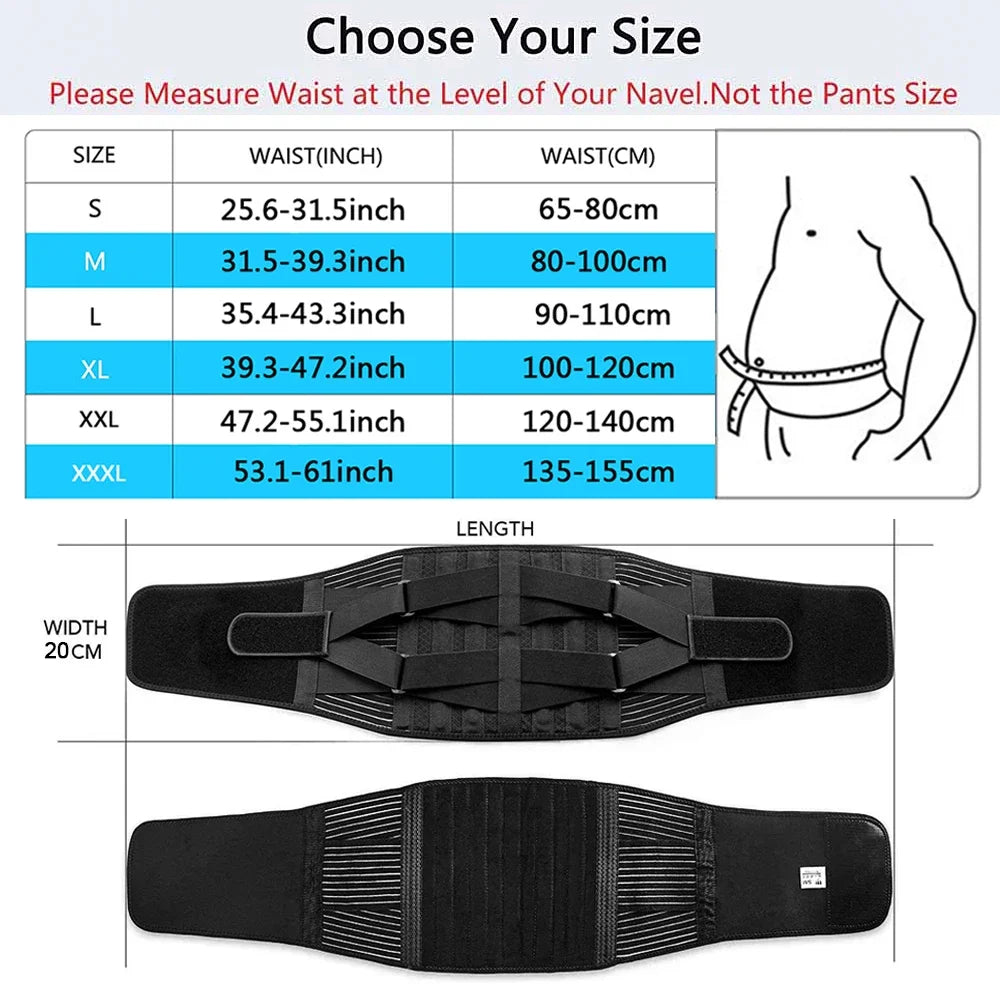 🏋️ Adjustable Lumbar Back Belt | Waist Support Trainer with 6 Stays | Abdominal Binder for Men & Women