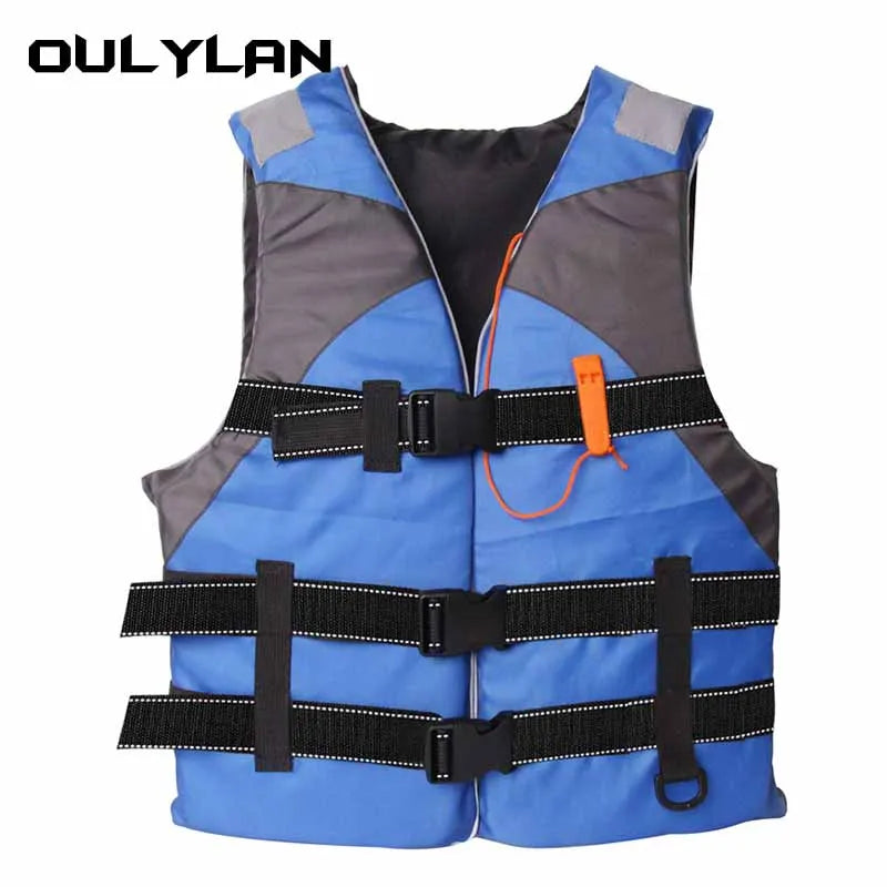 Oulylan Life Jacket Adjustable Buoyancy Survival Adult Swimming Suit Polyester Life Vest Diving Vest With Whistle Outdoor