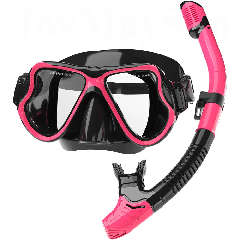 Dry Snorkel Mask Set with Panoramic Anti-Fog View for Adults