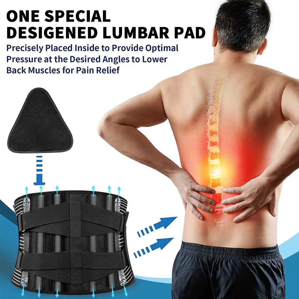 🏋️ Adjustable Lumbar Back Belt | Waist Support Trainer with 6 Stays | Abdominal Binder for Men & Women