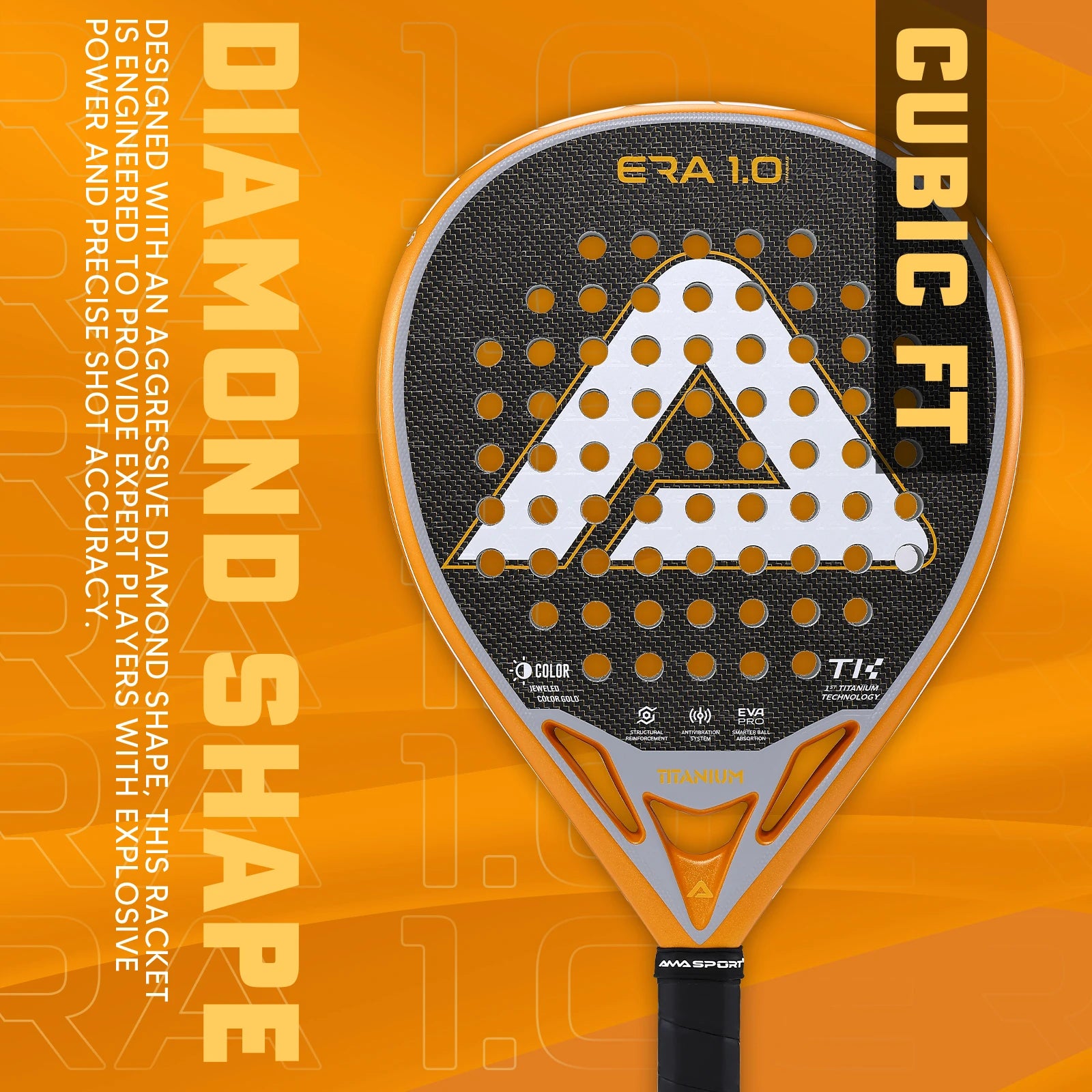 AMA Sport Titanium Gold Padel Racket for Experts