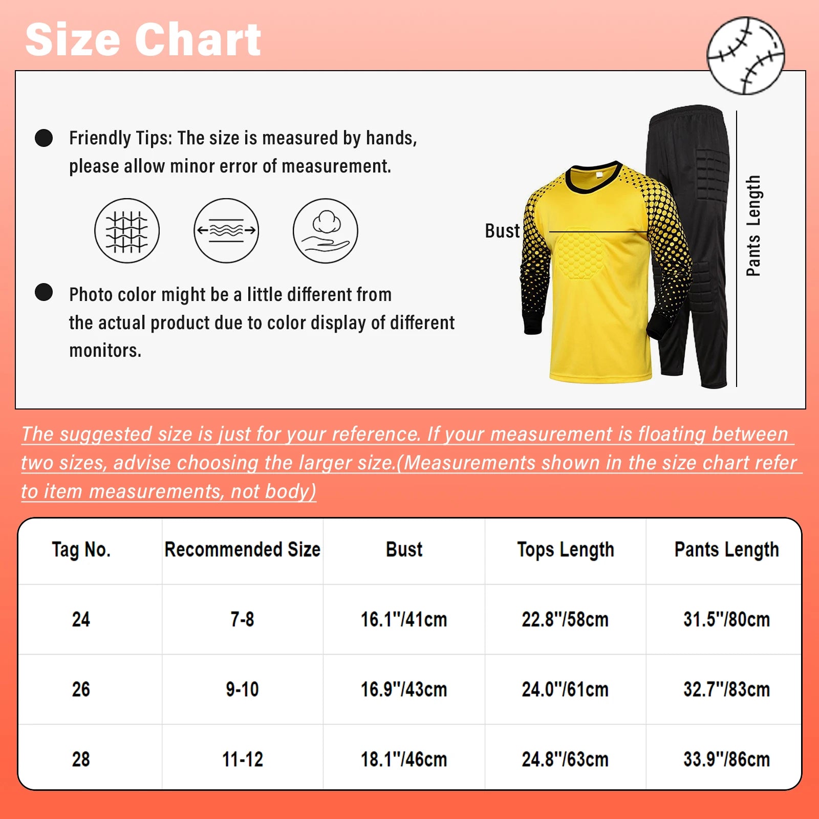 ⚽ Kids Padded Goalkeeper Soccer Jersey and Pants Set for Boys - Long Sleeve Goalie Shirt Football Training Uniform ⚽