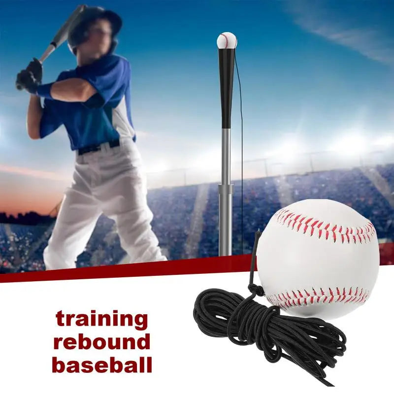 Baseball Swing Trainer with Elastic Rope and Bouncy Balls
