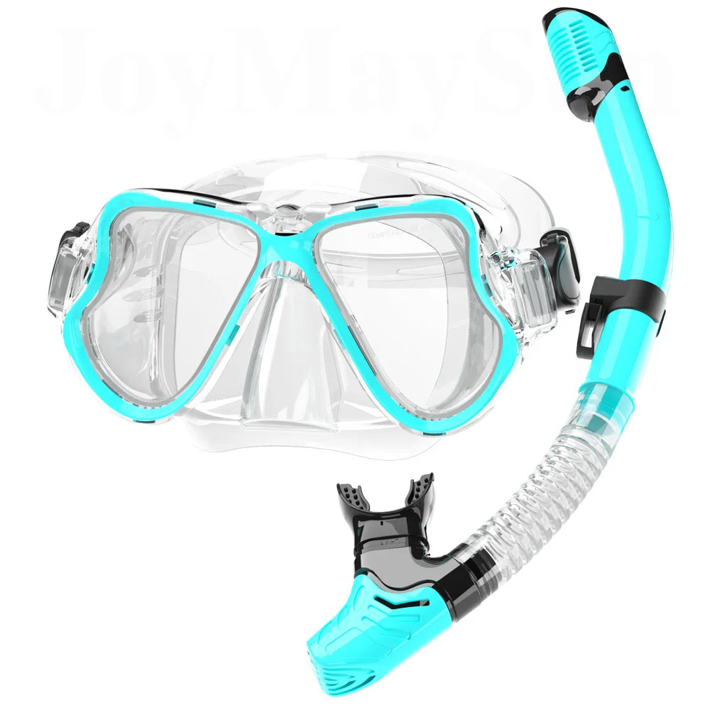 Dry Snorkel Mask Set with Panoramic Anti-Fog View for Adults