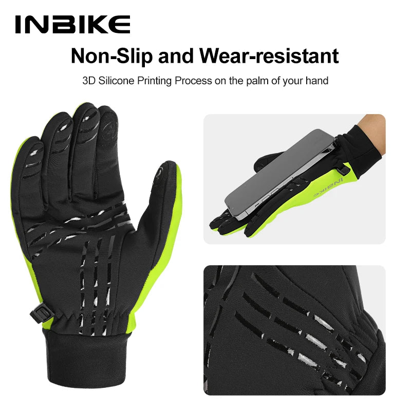 🧤 INBIKE Winter Cycling Gloves | Warm Fleece Waterproof Gloves for Men & Women | Touchscreen Biking Gear