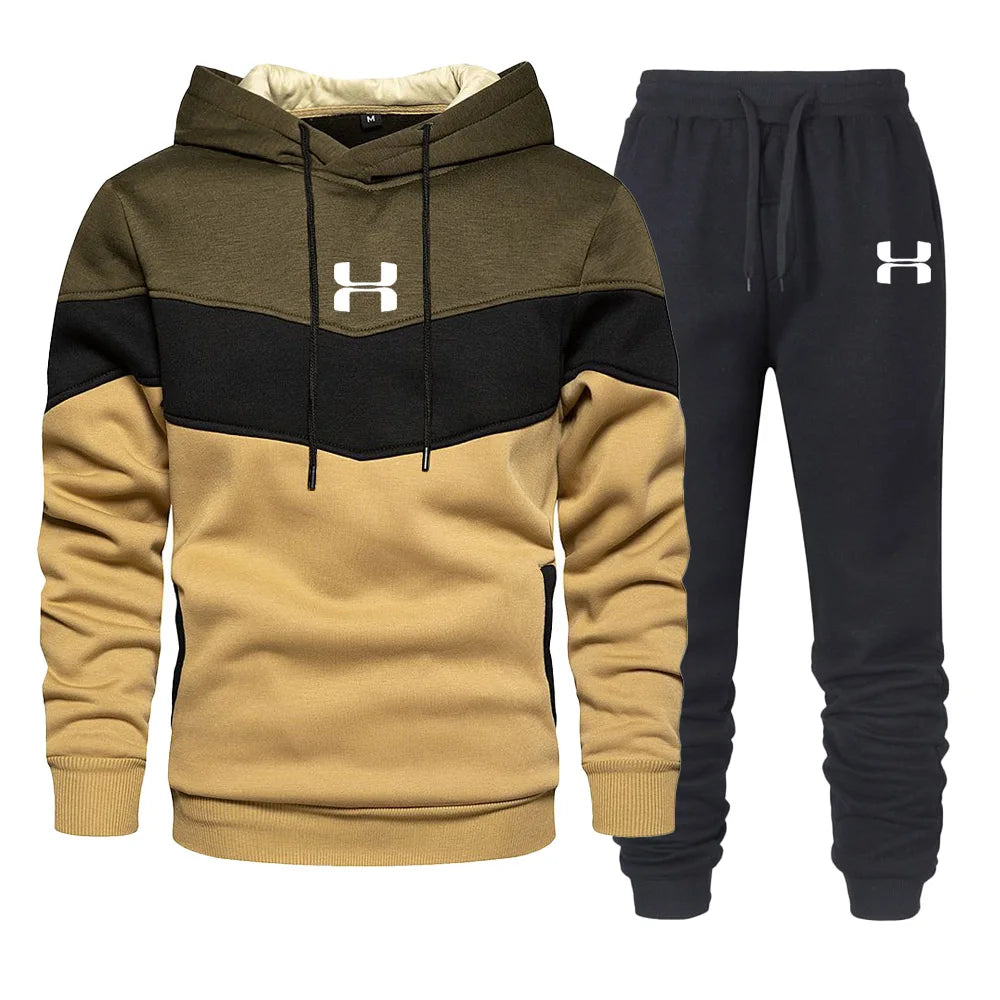 ❄️ Men's Printed Tracksuit Set | Stylish Hoodie & Long Pants for Winter Sports