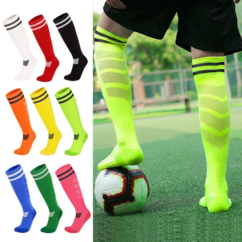 Breathable Knee-High Soccer Socks - Towel Bottom, Perfect for All Ages ⚽