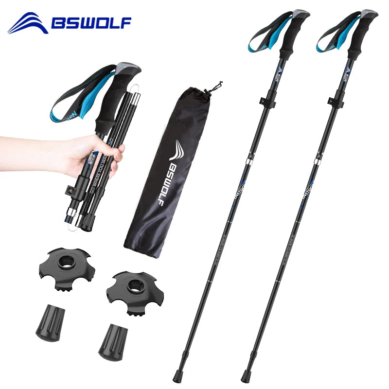 🥾 2Pcs Ultralight Trekking Poles | Folding Aluminum Walking Sticks | Hiking Canes for Nordic Walking