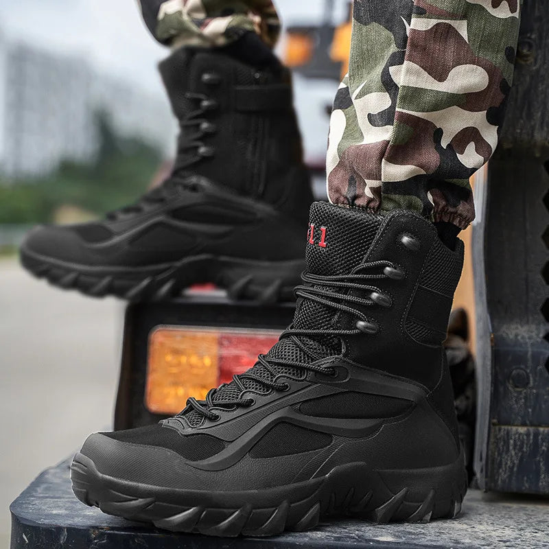 Men's Ultra Light Tactical Combat Boots - High Army Boots for Outdoor Sports, Hiking, Mountaineering, and Work