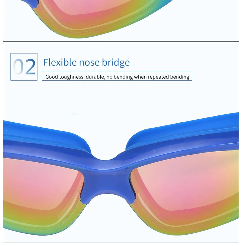 Professional Swimming Goggles: Electroplated, Waterproof with Earplugs & Nose Clip