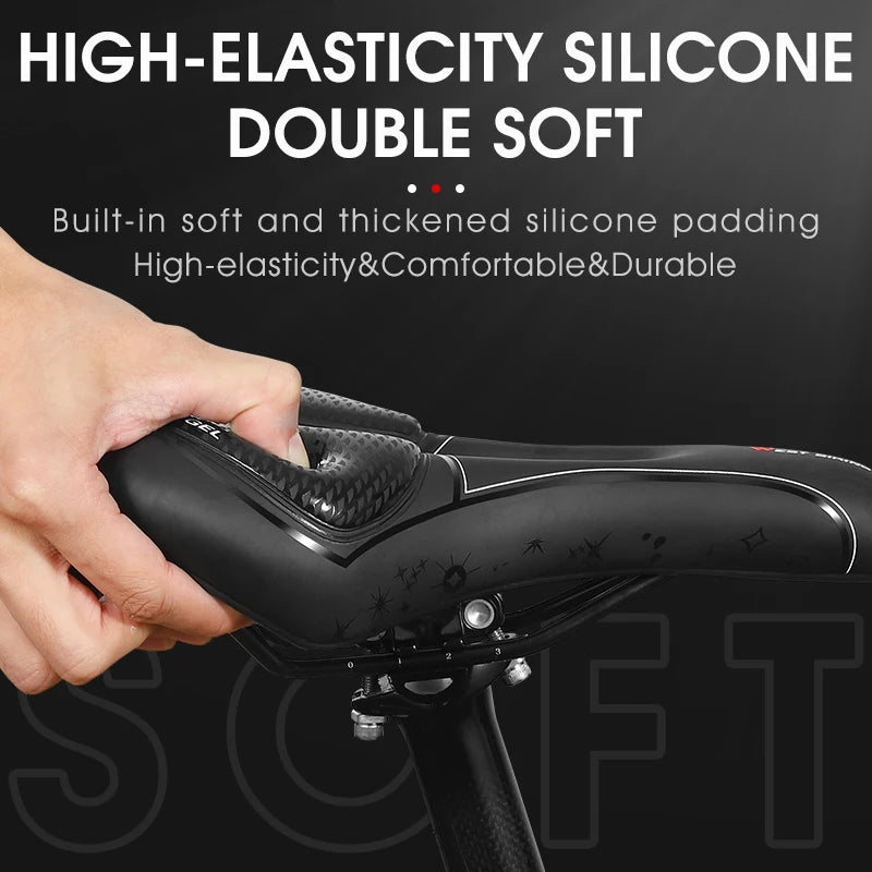 🚴‍♂️ WEST BIKING Gel Silicone Bicycle Saddle – Ultimate Comfort & Shock Absorption | Breathable, Hollow MTB & Road Bike Seat 🌟