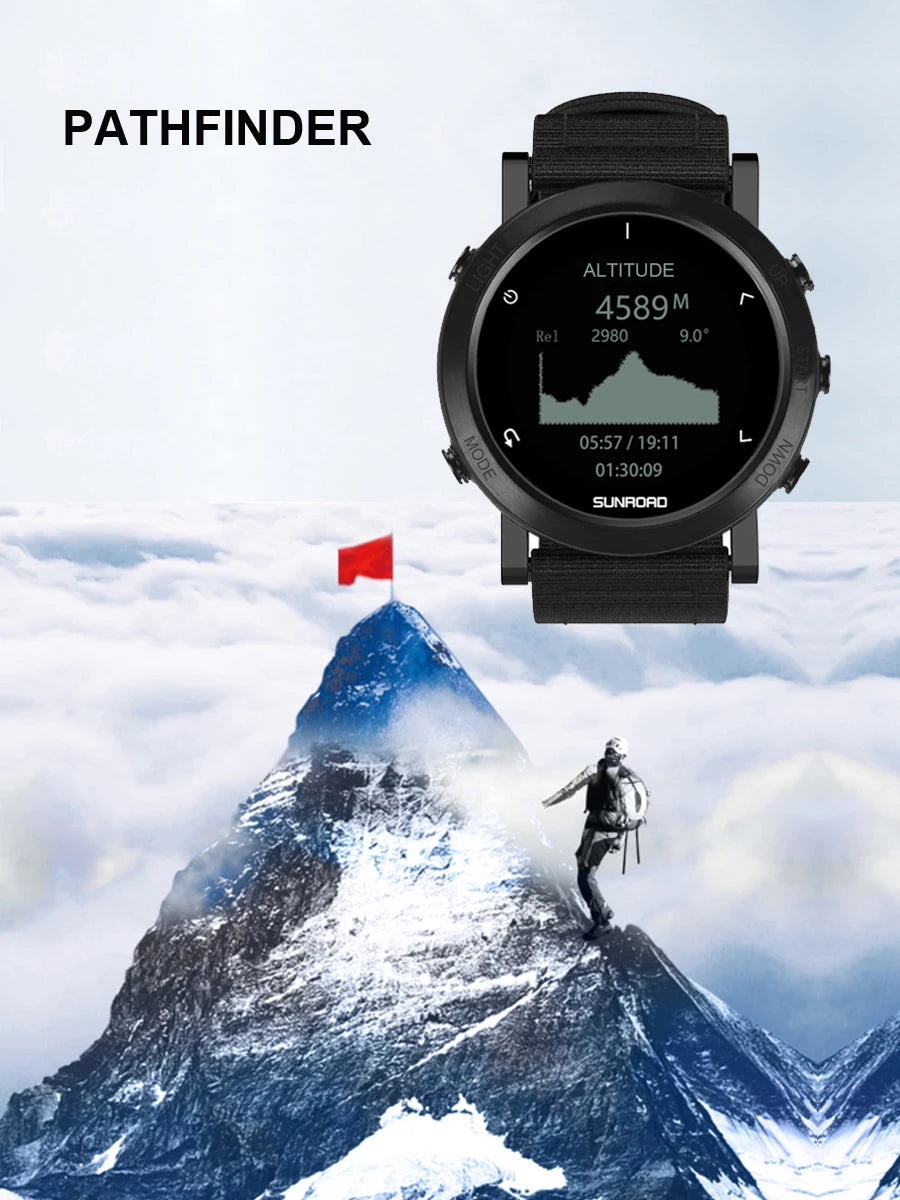 Sunroad GPS Sports Smart Watch - 100m Waterproof Fitness Tracker with Altimeter, Compass, Barometer for Cycling & Mountaineering