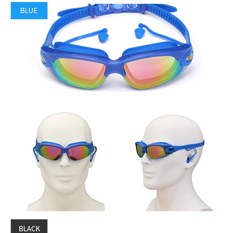 Professional Swimming Goggles: Electroplated, Waterproof with Earplugs & Nose Clip