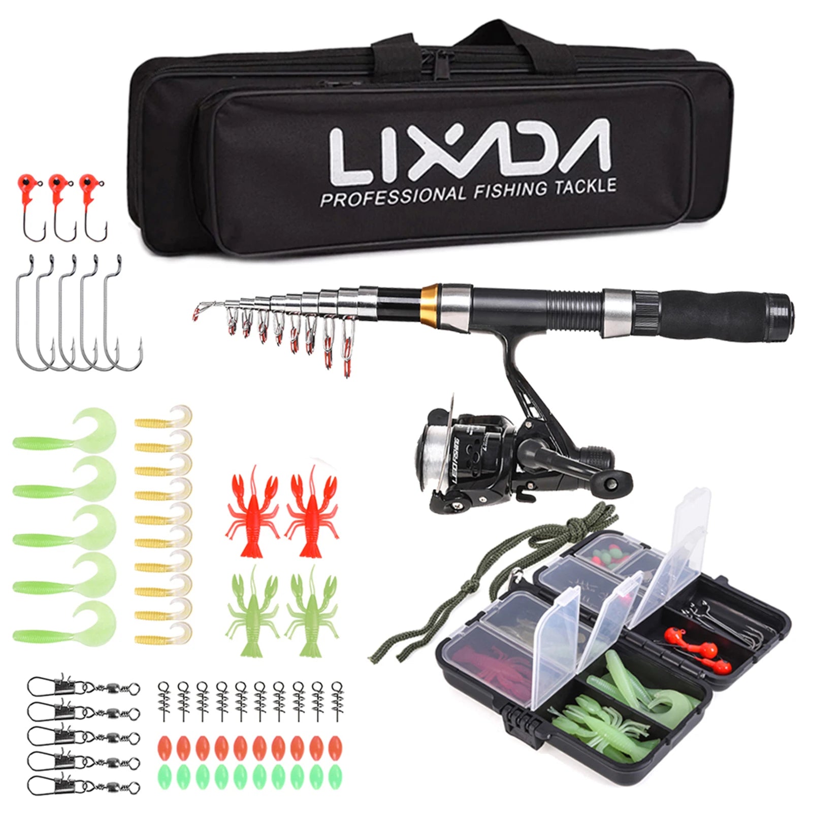 🎣 Lixada 2.1m/2.3m Telescopic Fishing Rod & Reel Combo – Carbon Fiber Rod with Spinning Reel & Carrying Bag 🐟