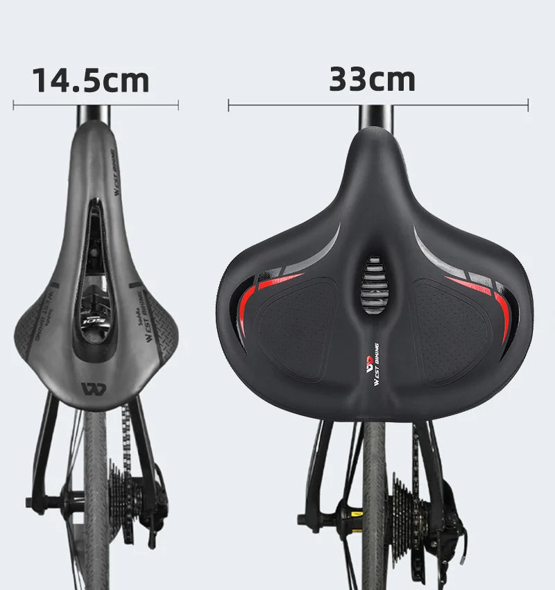 🚴‍♂️ WEST BIKING Widened & Thickened Bicycle Saddle – Soft Shock Absorption | Oversize MTB & Road Cycling Cushion 🌟