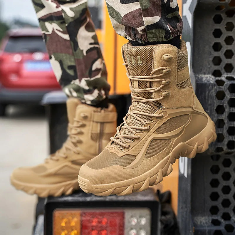 Men's Ultra Light Tactical Combat Boots - High Army Boots for Outdoor Sports, Hiking, Mountaineering, and Work