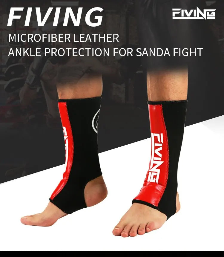 🥋 FIVING - 1 Pair MMA Boxing Shin Guards & Ankle Support | Men & Women Kickboxing, Karate, Sanda, Muay Thai Protectors