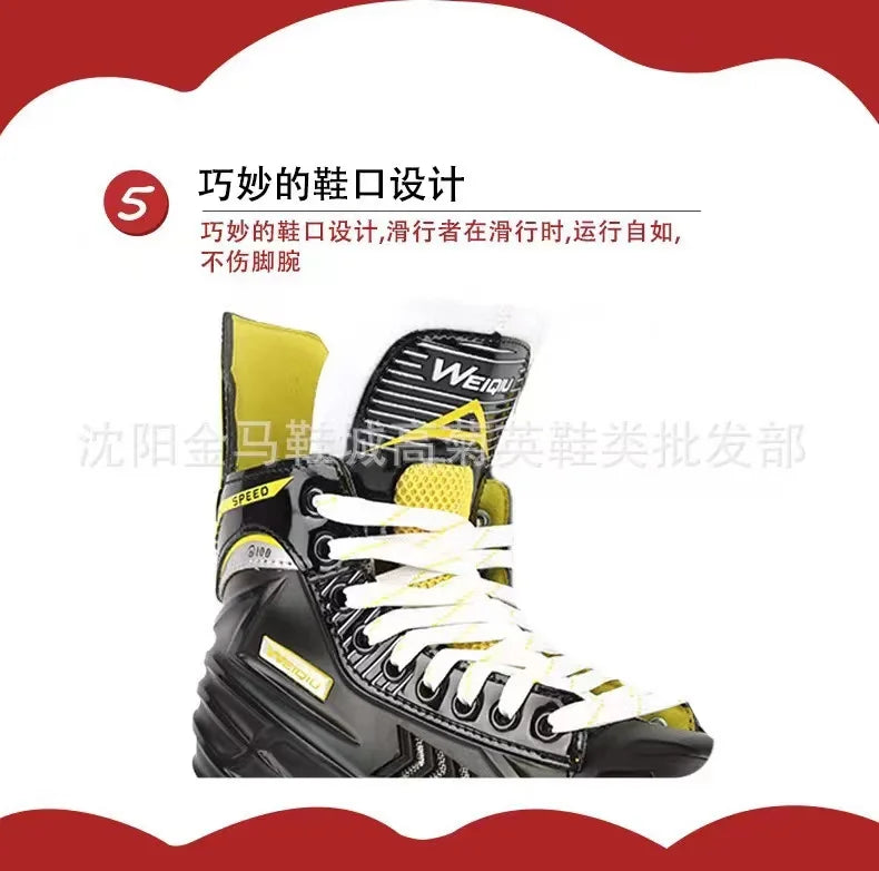 Ice Hockey Skating Sneakers – Leather Blade Ice Skates for Adults & Children, Perfect for Beginners!