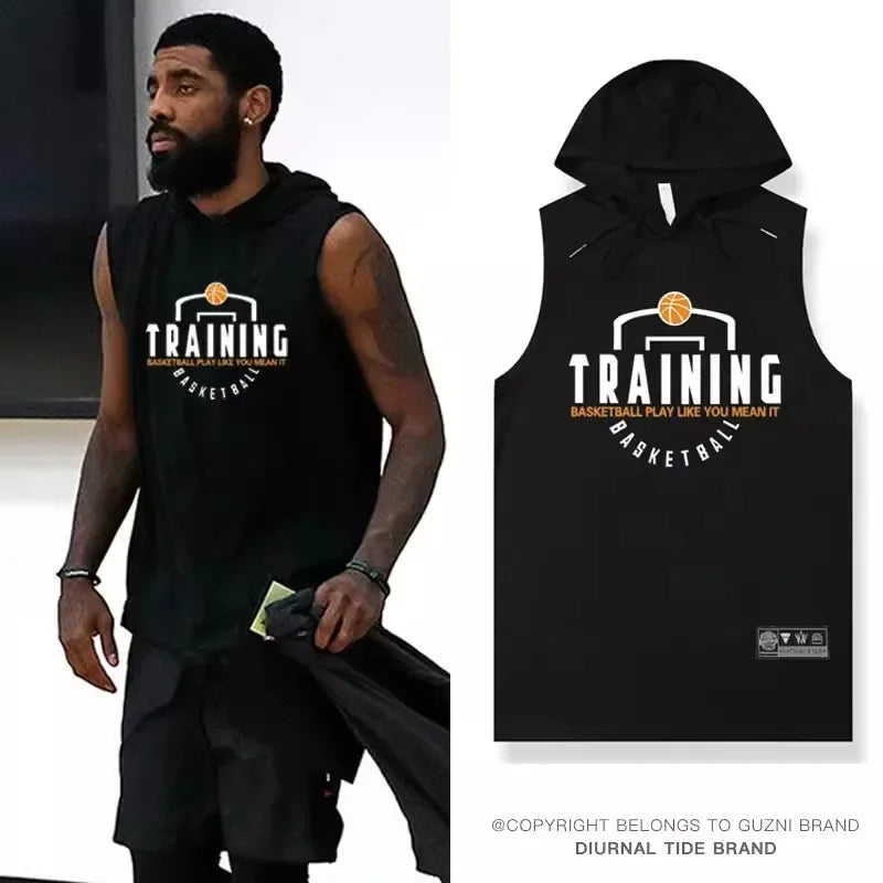 🏀 Men's Hooded Basketball Vest | Quick-Drying Sleeveless Training T-Shirt