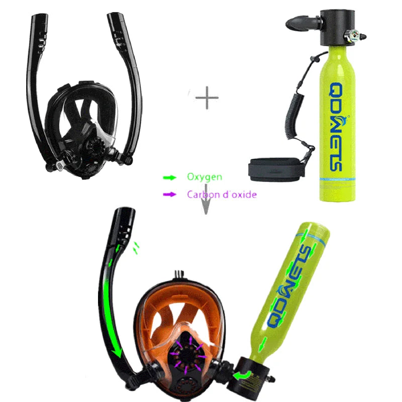 0.5L Mini Scuba Diving Tank Set with Snorkel & Mask
