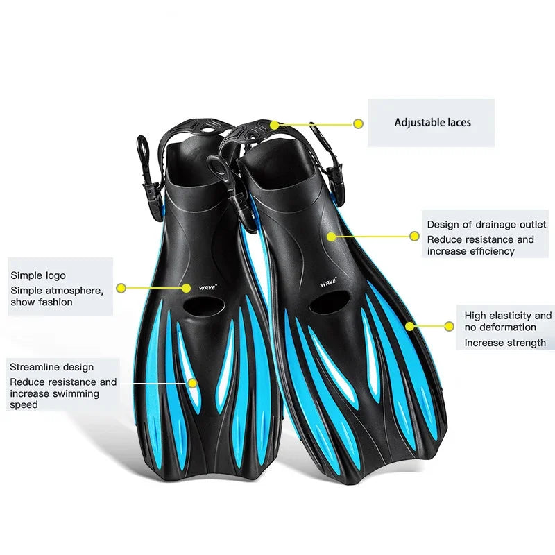 Professional Adult Flexible Non-Slip Swim Fins for Diving
