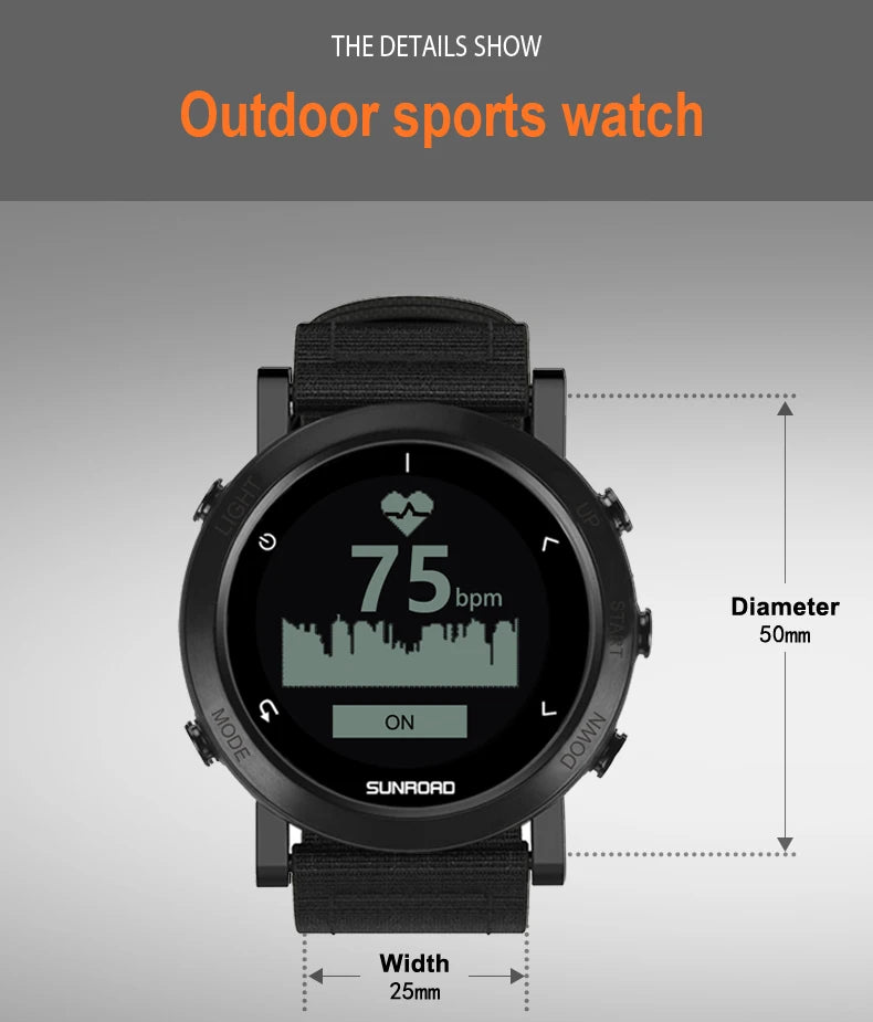 Sunroad GPS Sports Smart Watch - 100m Waterproof Fitness Tracker with Altimeter, Compass, Barometer for Cycling & Mountaineering