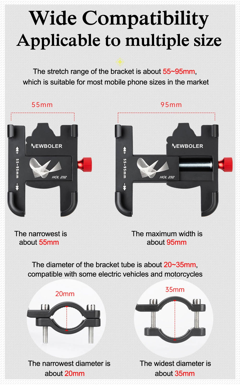 🚴‍♂️ NEWBOLER MTB Phone Mount Stand – 360° Rotatable Aluminum Adjustable Bike Holder | Non-Slip Cycling Bracket 📱