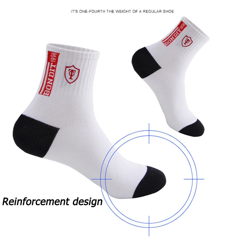 5 Pairs Spring And Fall Mens Sports Socks Summer Leisure Sweat Absorbent Comfortable Thin Breathable Basketball Meias EU 38-43