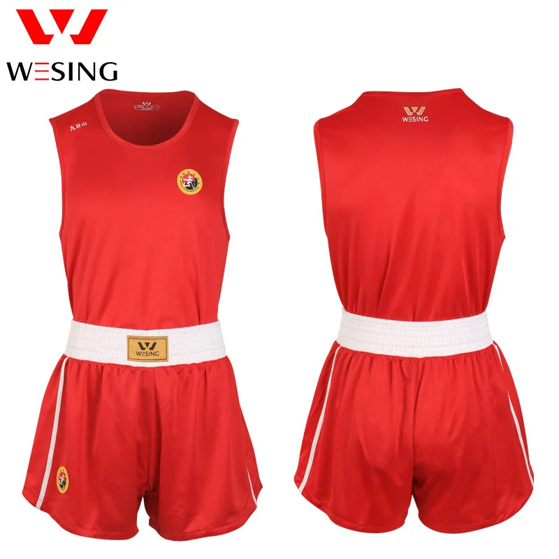 Wesing Sanda Wushu Suit | Breathable Uniform for Adults & Children | Red, Blue, Black | Perfect for Training & Competition