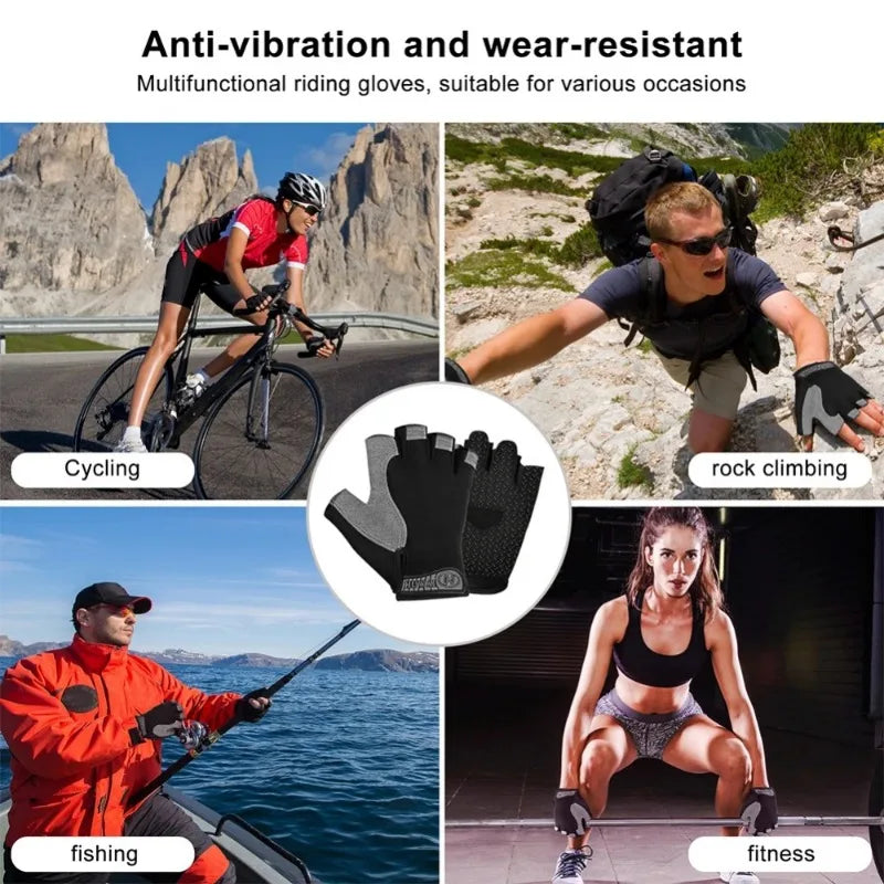 💪 Fingerless Gym Training Gloves for Men & Women – Anti-Slip Cycling, Fitness, Motorcycle, and MTB Gloves 💪