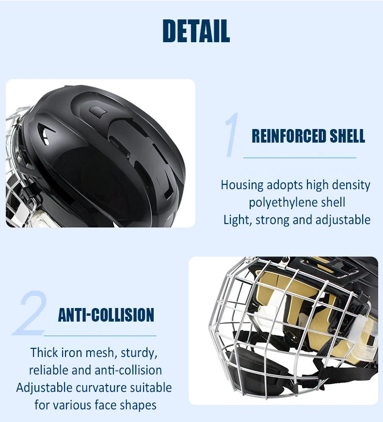 🏒 Adjustable Ice Hockey Helmet – Full Face Tactical Sports Helmet for Adult Safety & Protection!