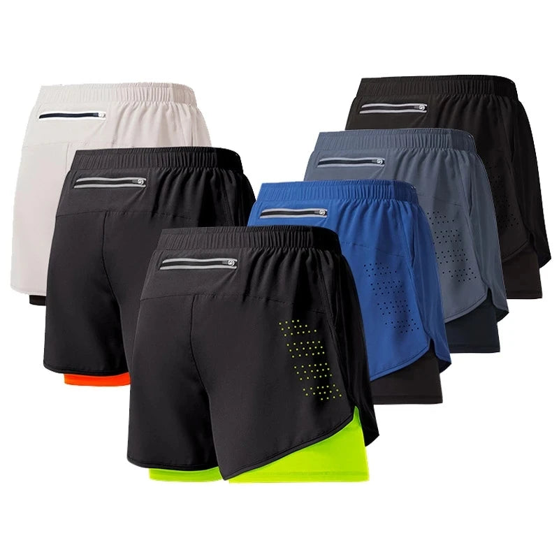 Men's Quick-Drying Fitness Running Shorts - Double Layer Sport Workout Training Bodybuilding Shorts 🏋️‍♂️